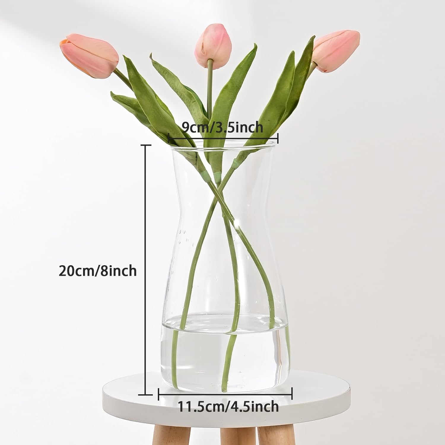 8 inch Clear Glass Flower Vase