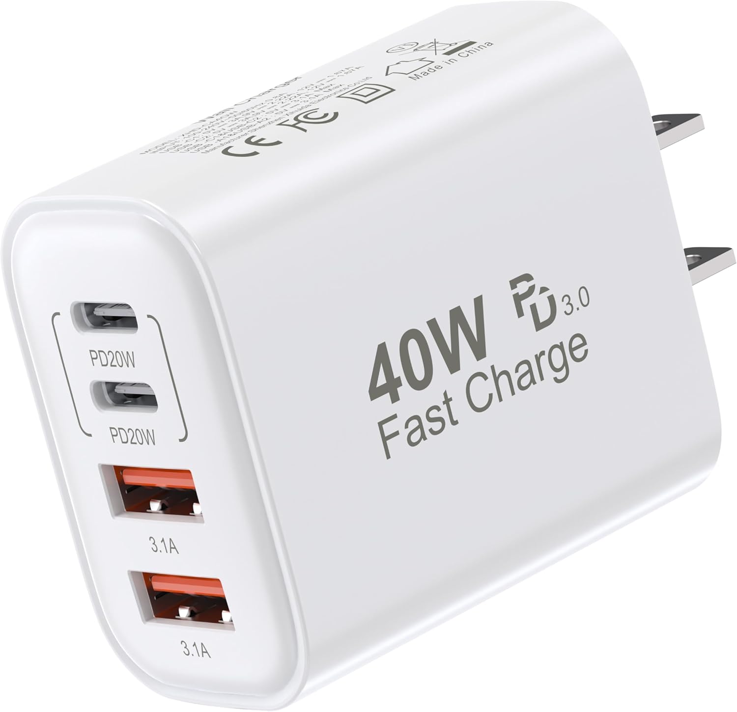 40W 4 Ports USB-C Wall Charger