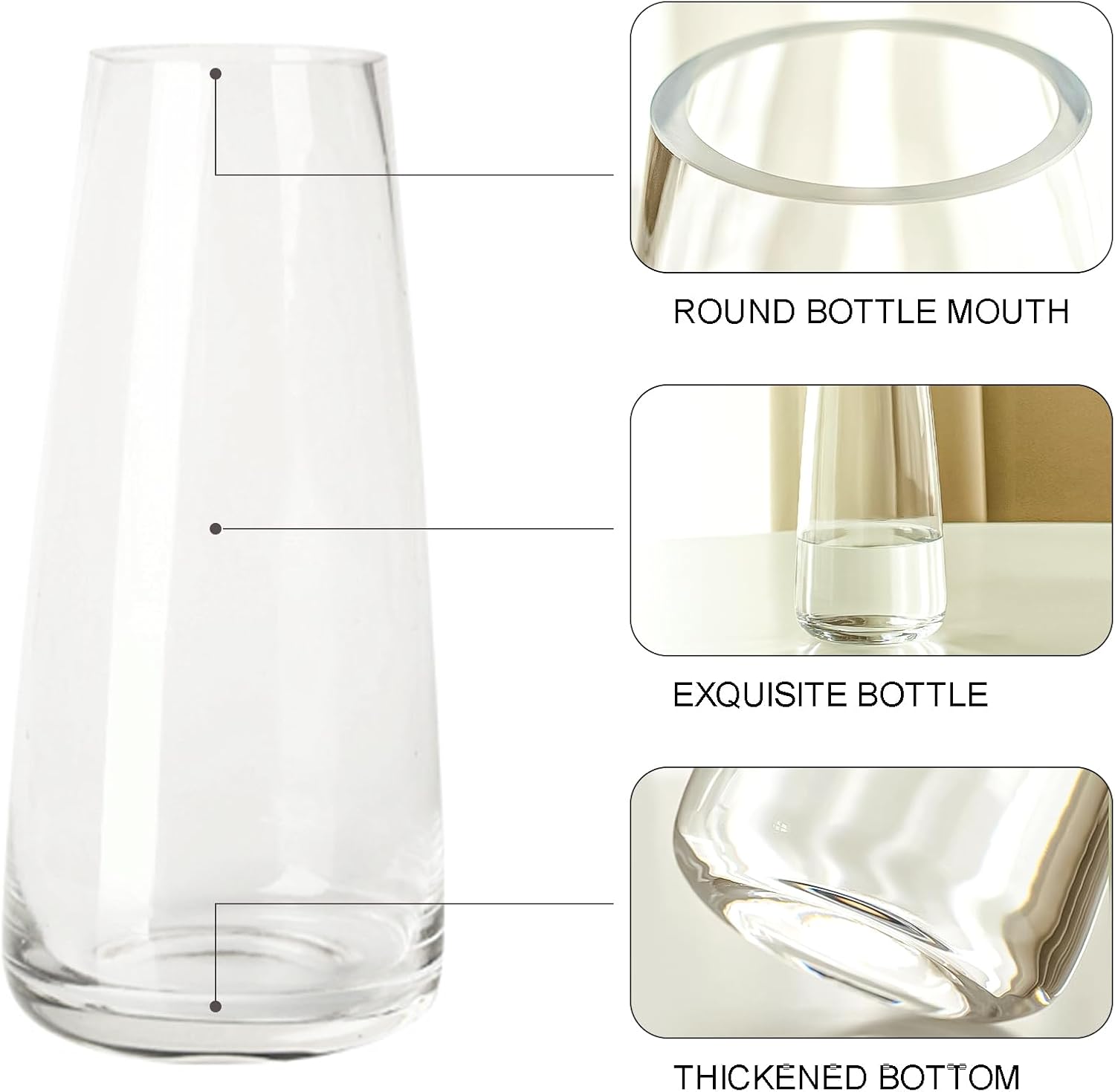 8.7" Modern Glass Vase for Flowers