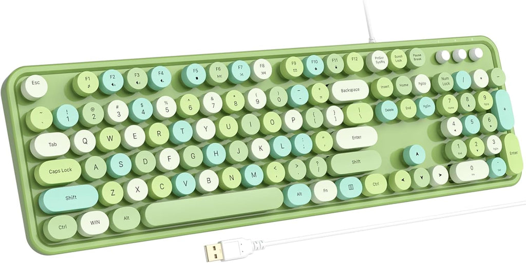 Full Size Wired Computer Keyboard Green Style