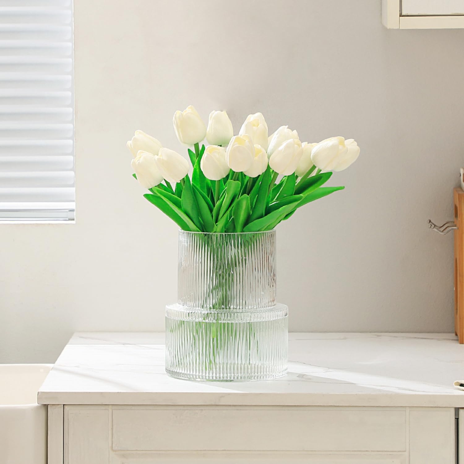 7.5 Inch Ribbed Glass Vase