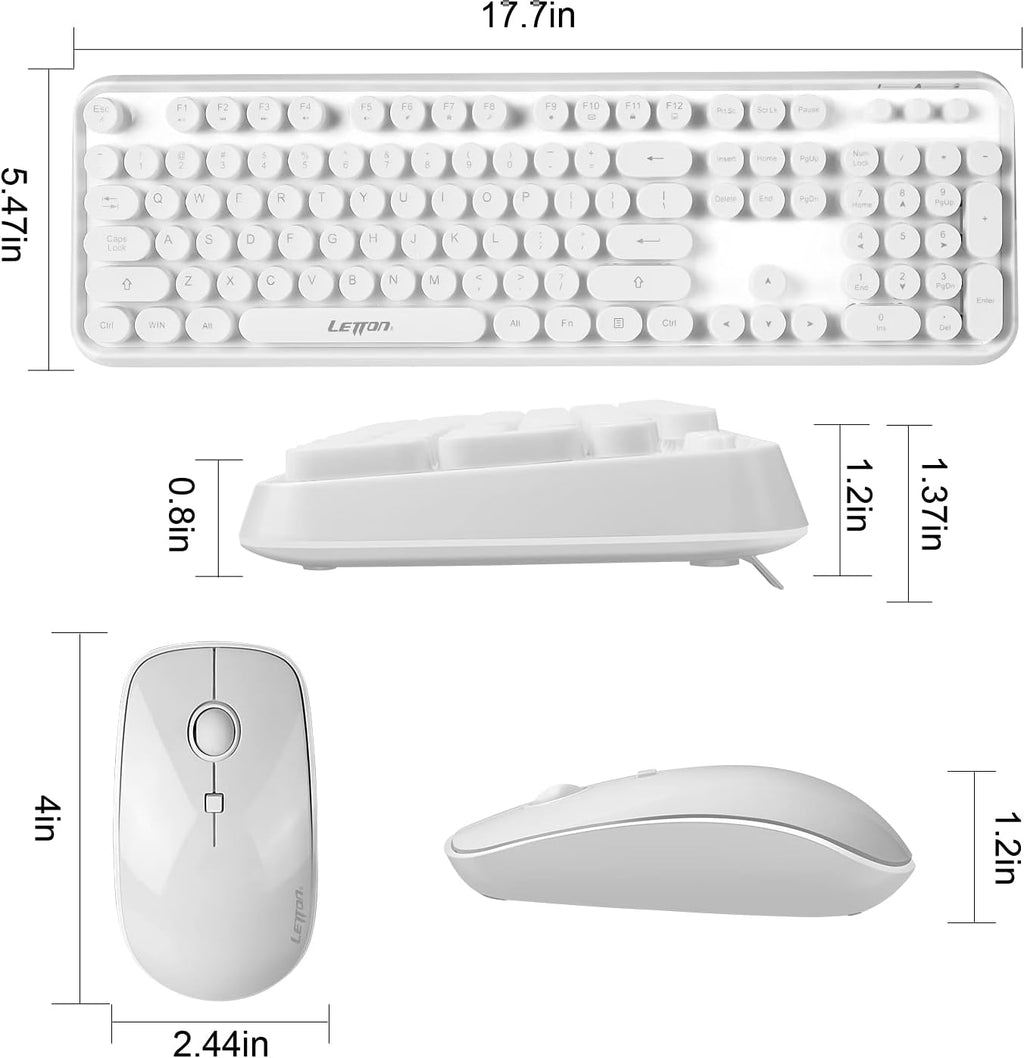 104 Retro Typewriter Wireless Keyboard Mouse Combo
