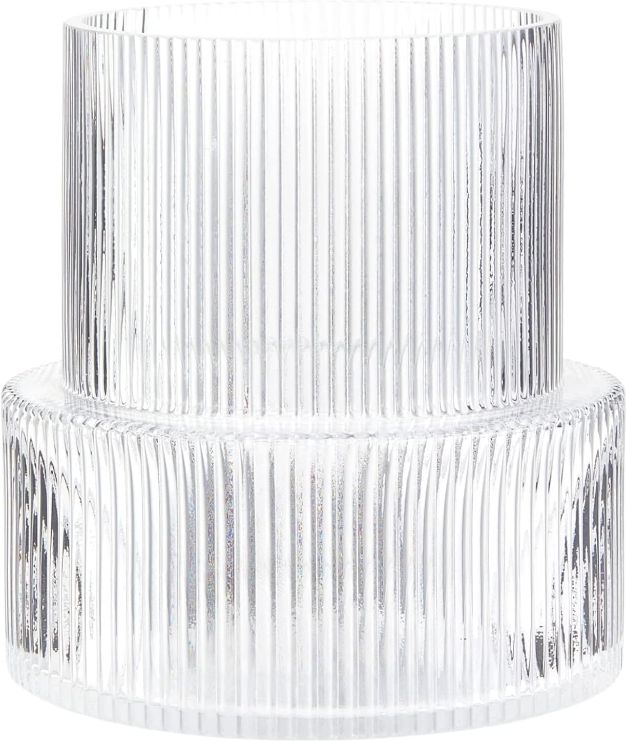 7.5 Inch Ribbed Glass Vase
