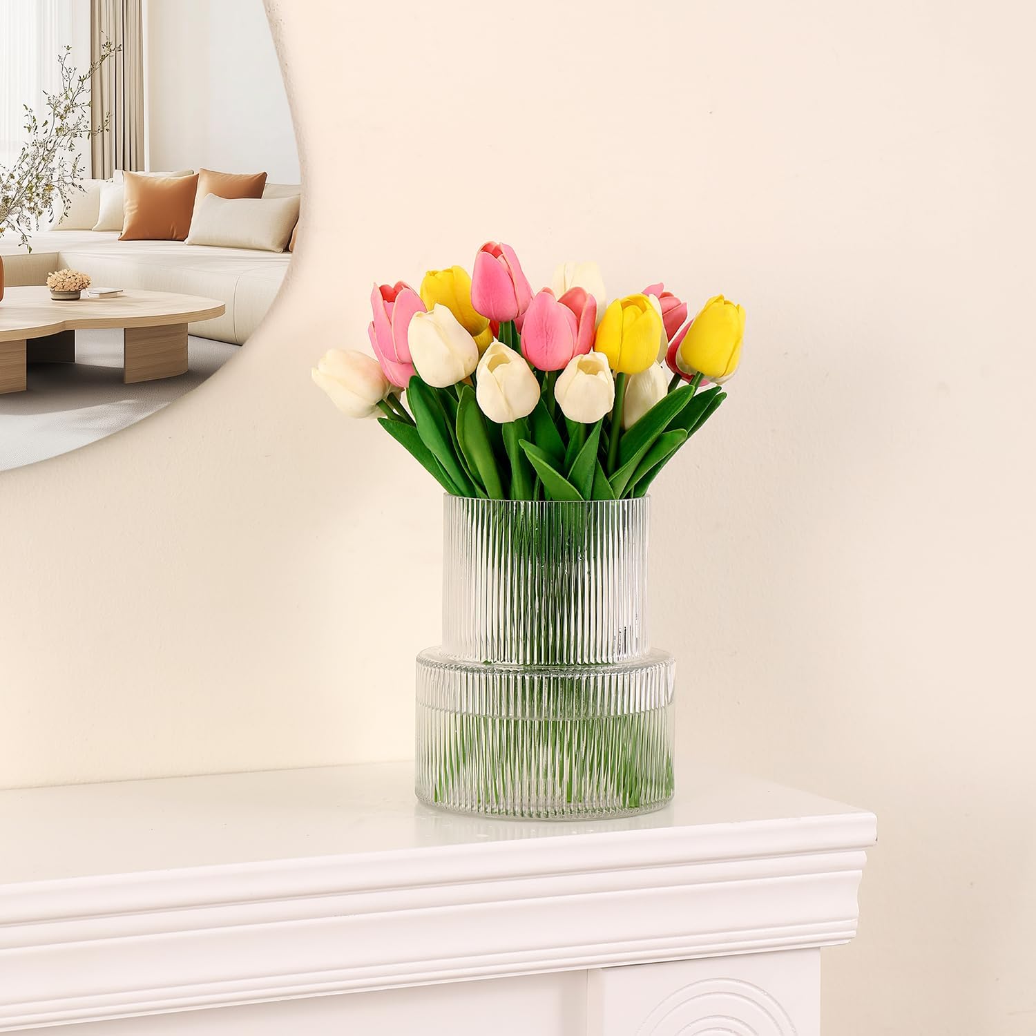 7.5 Inch Ribbed Glass Vase