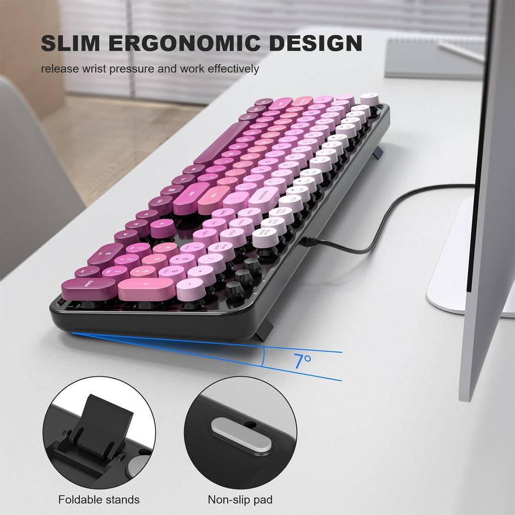 Retro USB Keyboard with Large Number Pad