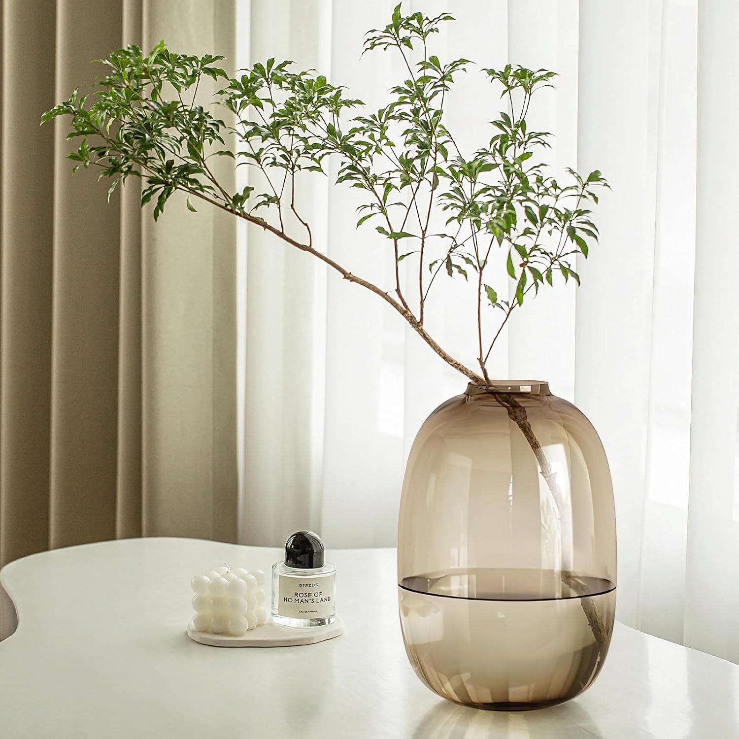 Brown Glass Vase Round Clear Colored Flower Vase