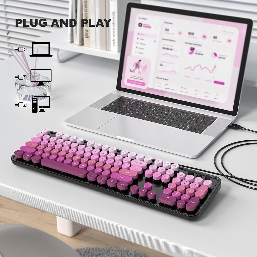 Retro USB Keyboard with Large Number Pad