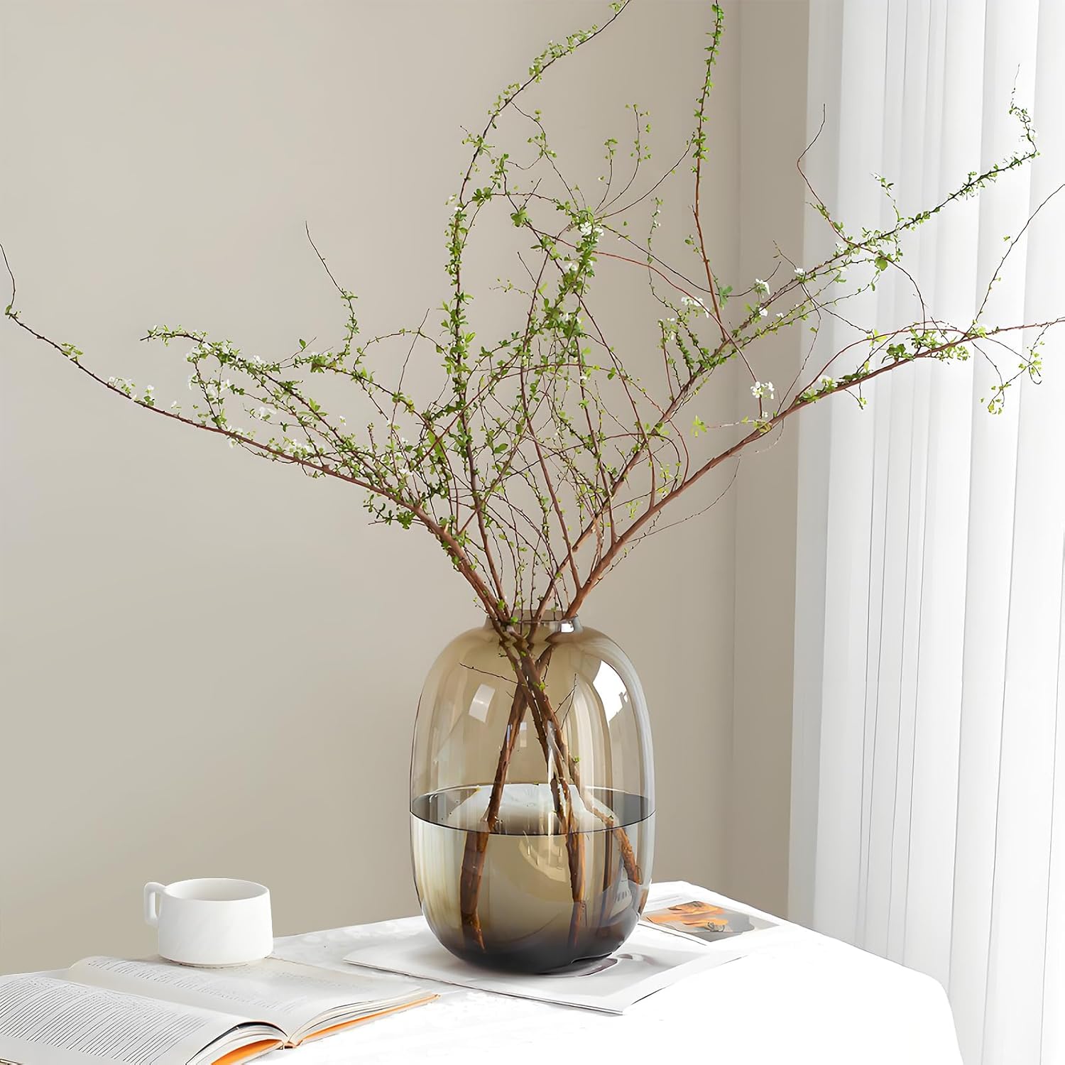 Brown Glass Vase Round Clear Colored Flower Vase