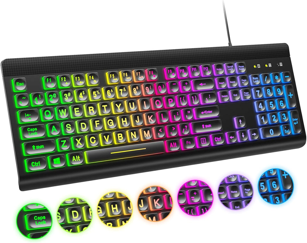Large Print Backlit USB Wired Keyboard