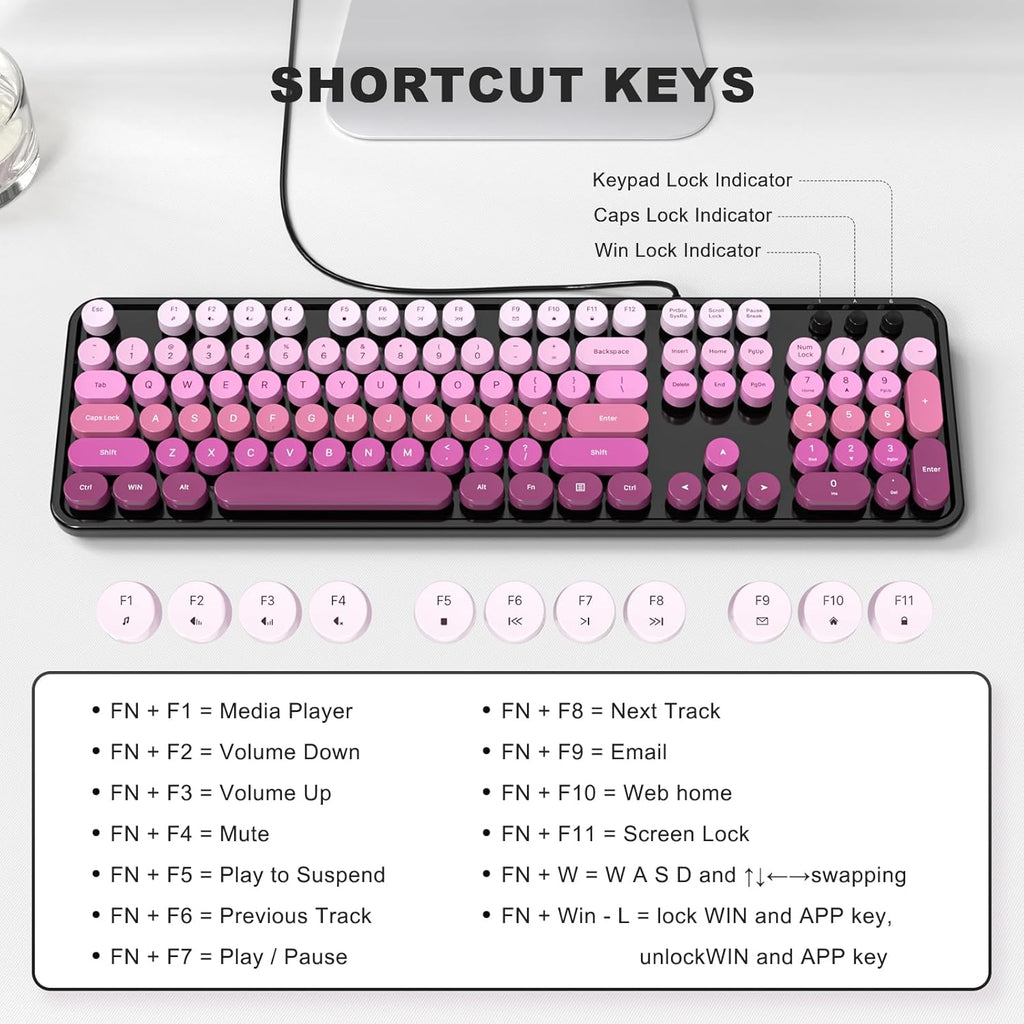 Retro USB Keyboard with Large Number Pad