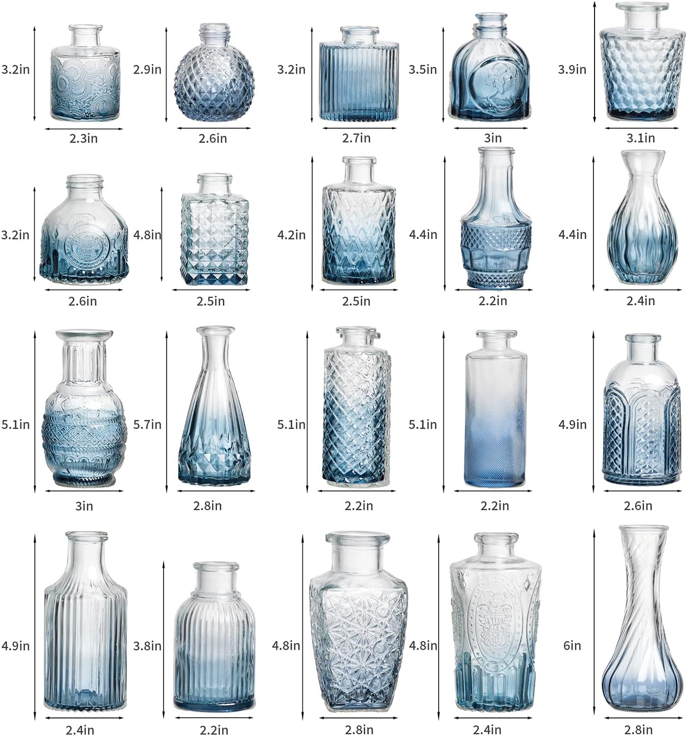Glass Vase Set of 20
