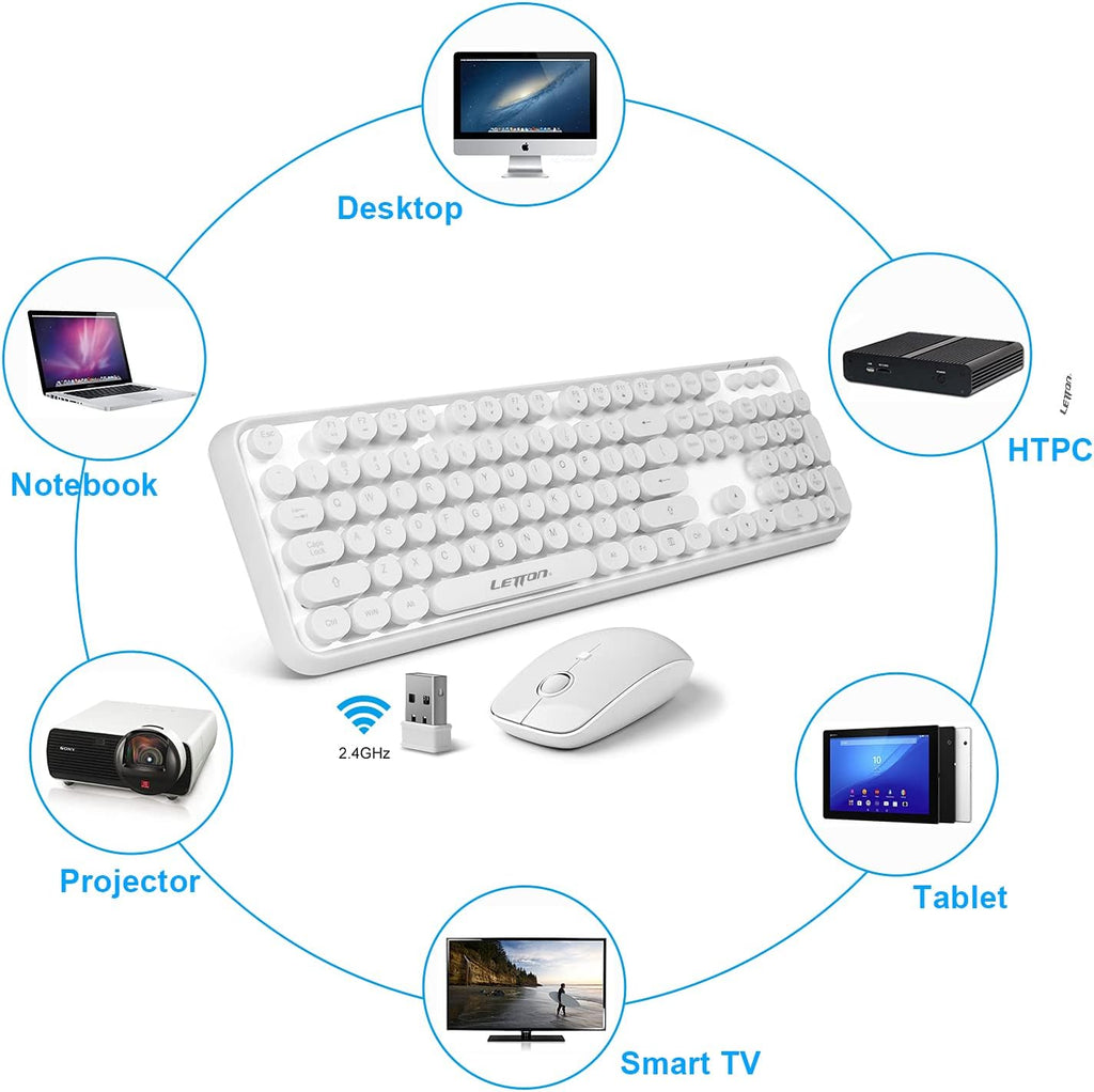 104 Retro Typewriter Wireless Keyboard Mouse Combo