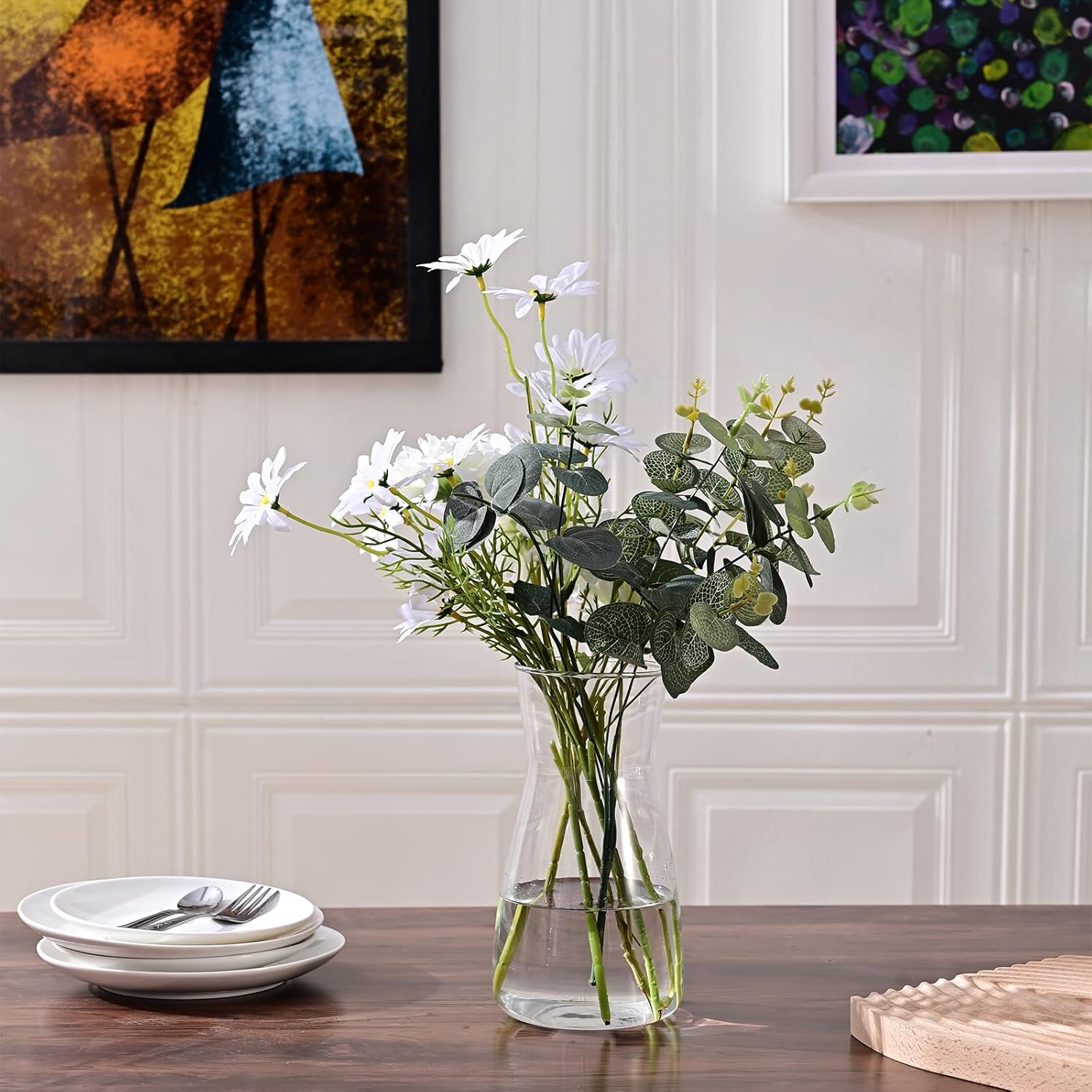 8 inch Clear Glass Flower Vase