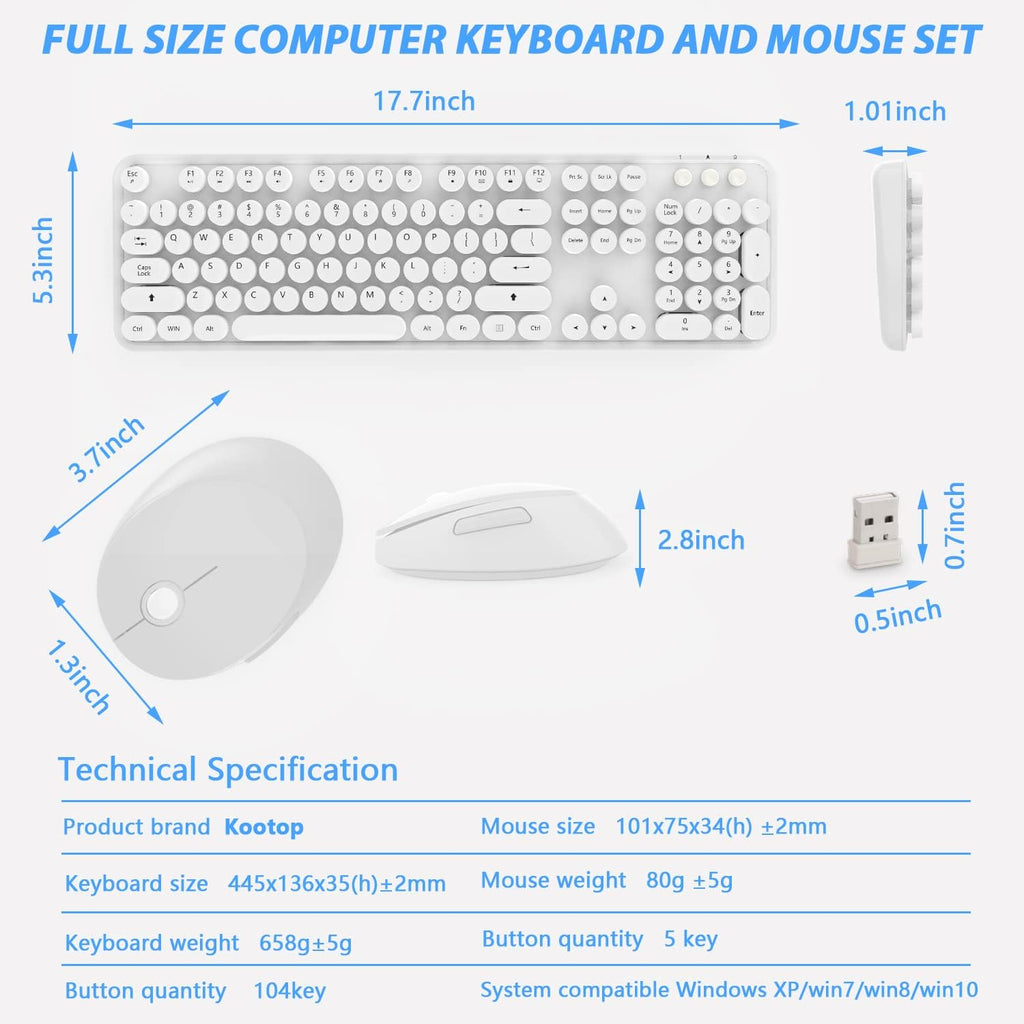 Wireless Keyboard Mouse Combo 104 Keys