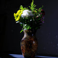 8" Golden Mosaic Vase Glass Vase