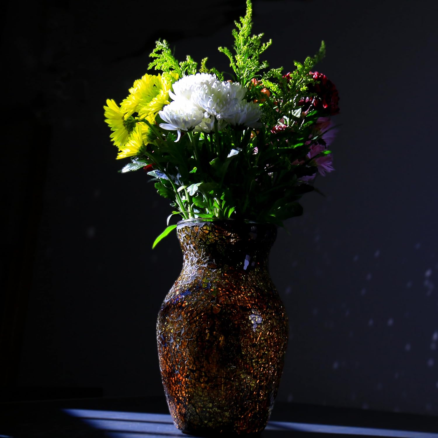 8" Golden Mosaic Vase Glass Vase