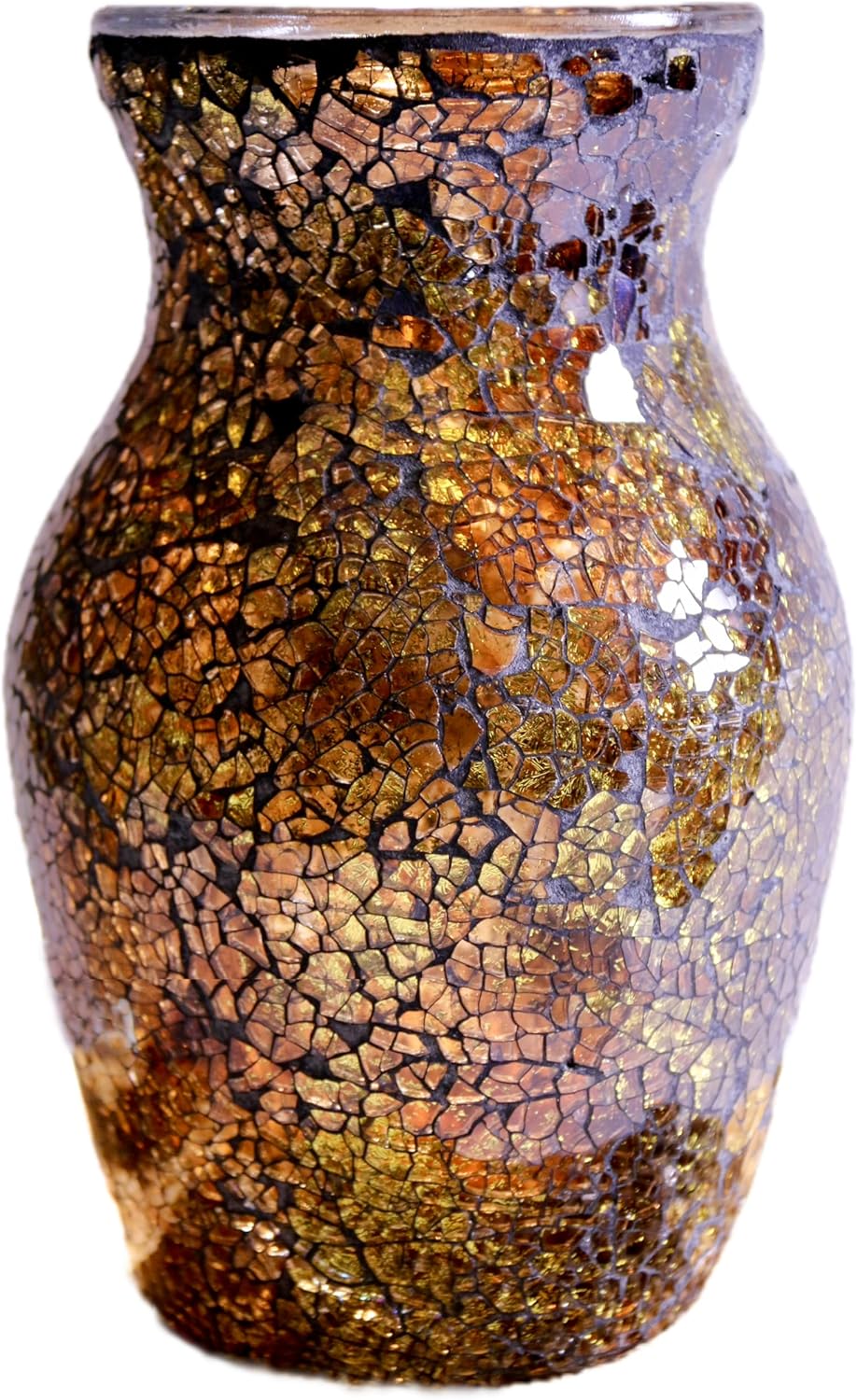 8" Golden Mosaic Vase Glass Vase