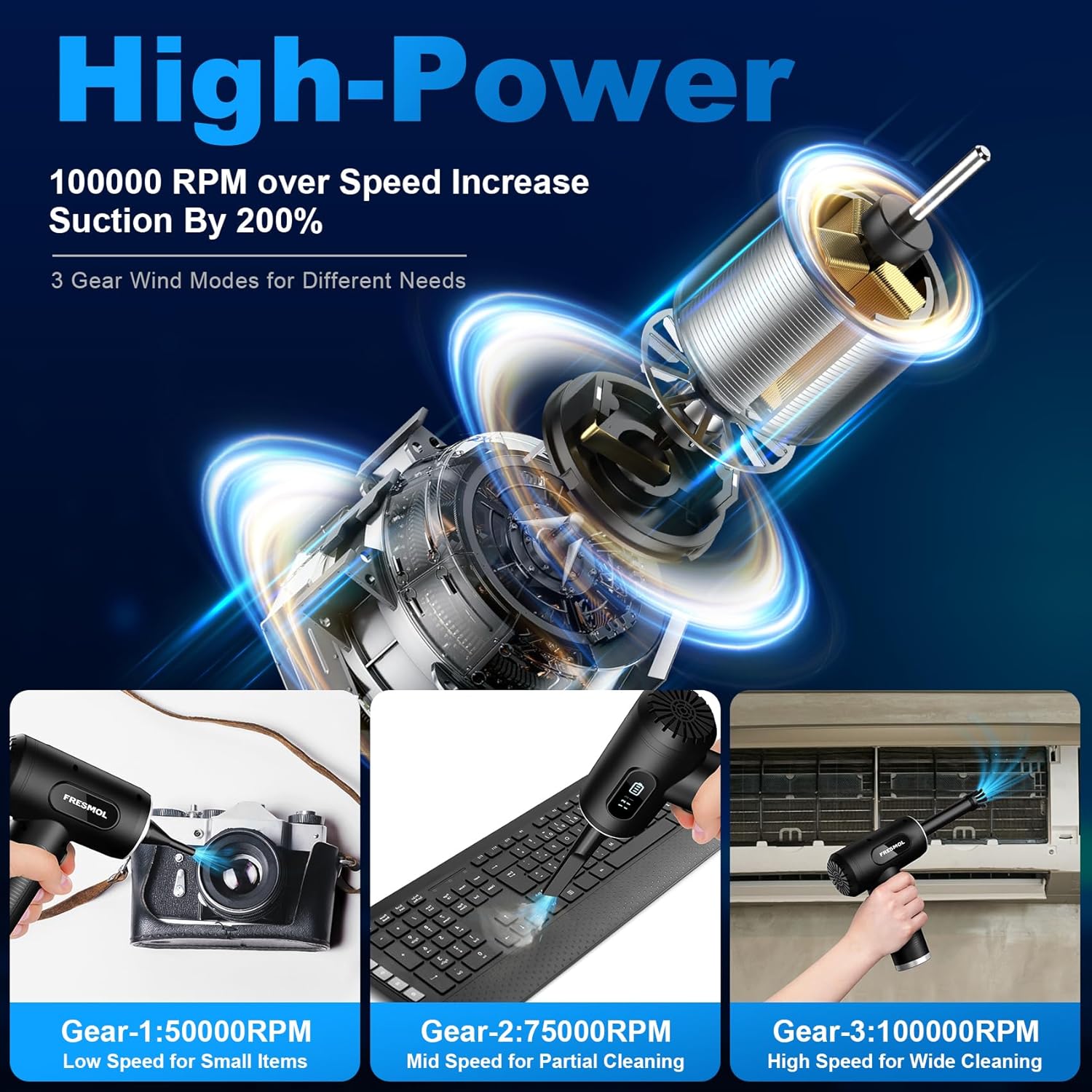 Electric Air Duster with LED Light